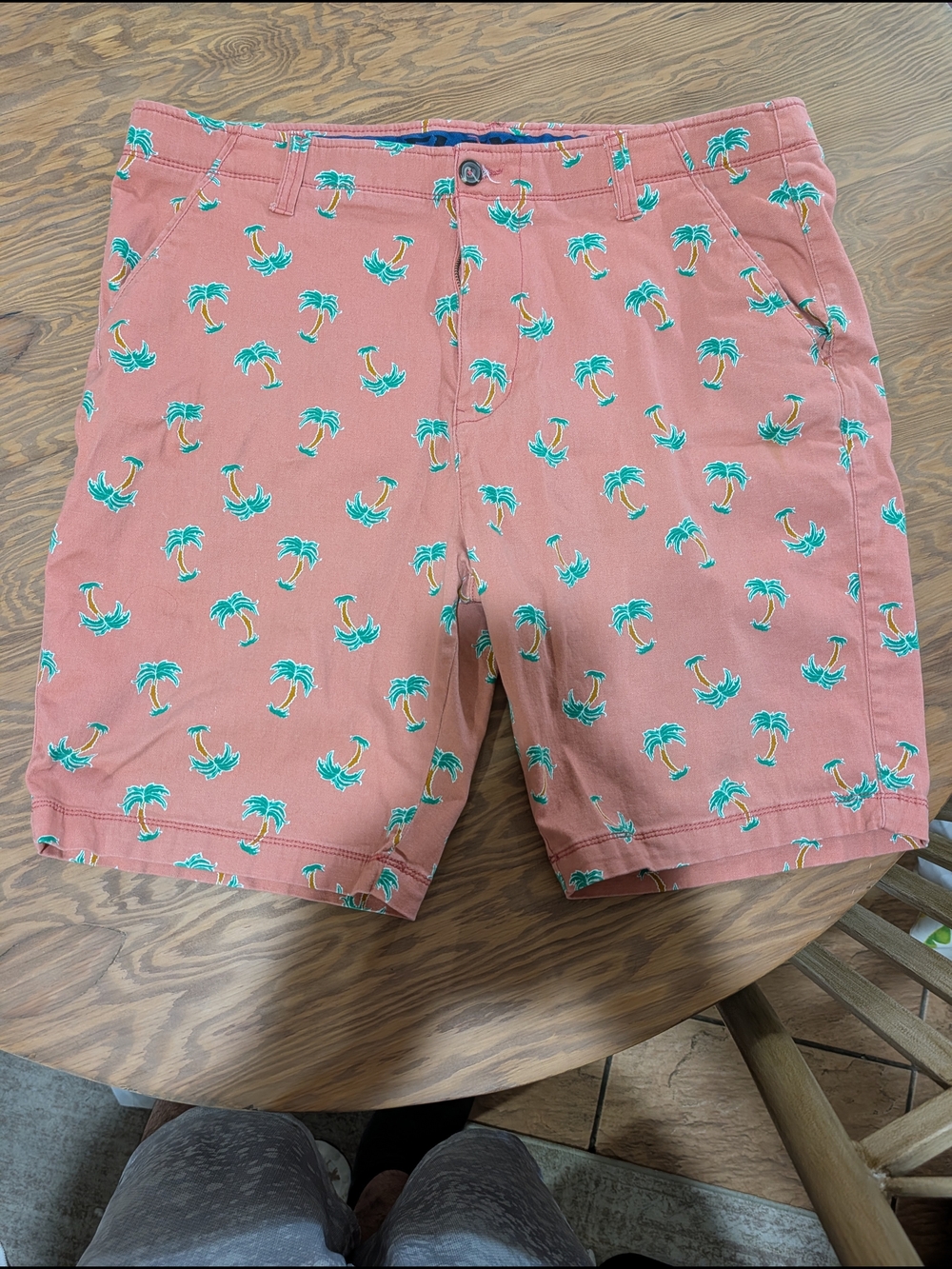 Plugg Coral Shorts with Teal Palm Print